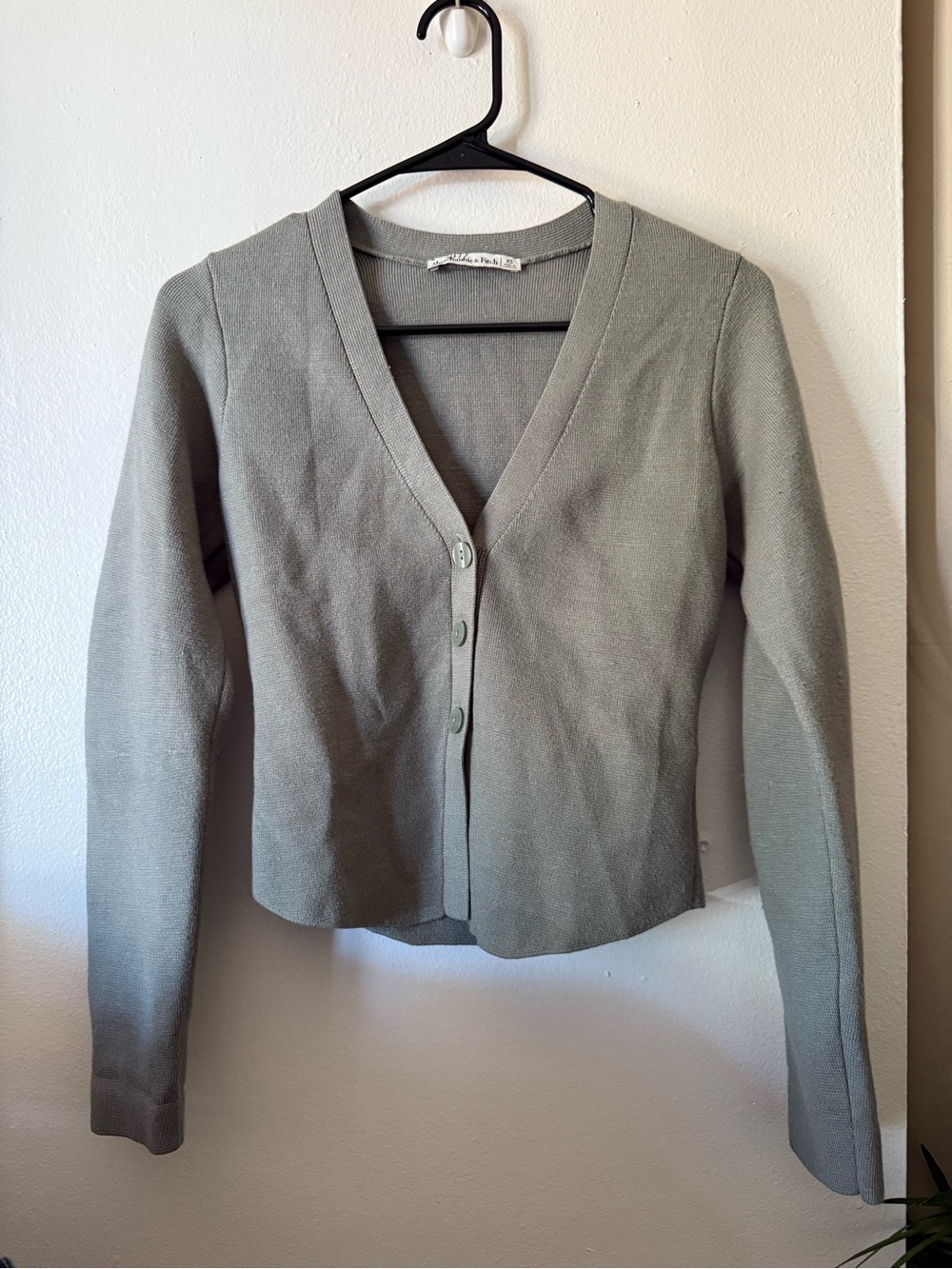 Abercrombie & Fitch Sage Green V-Neck Button Cardigan